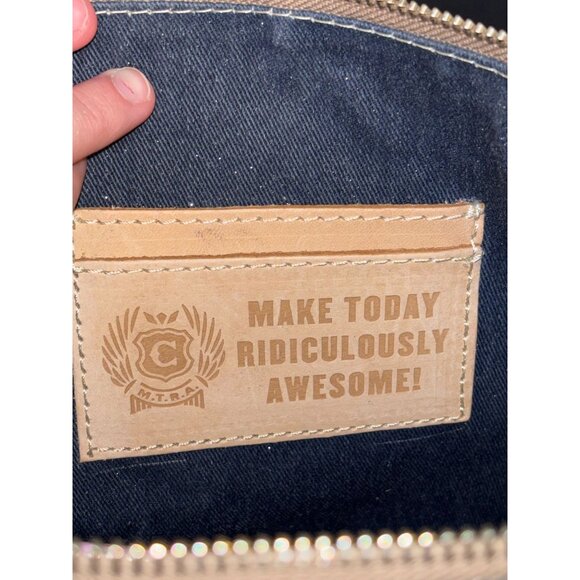 Consuela Black Embossed Crossbody Bag With Adjustable Striped Strap - Picture 9 of 10